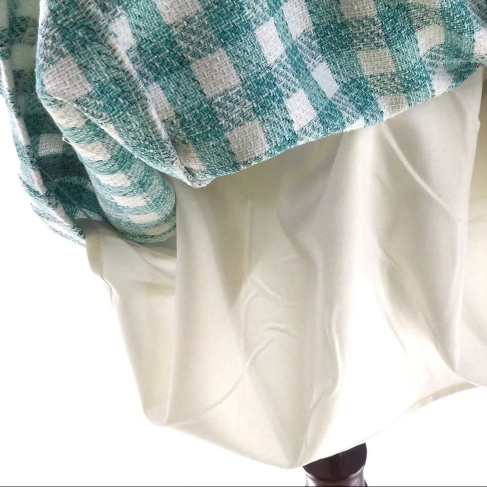 CeCe Frayed Tweed‎ Frame Gingham Pencil Mini Skirt